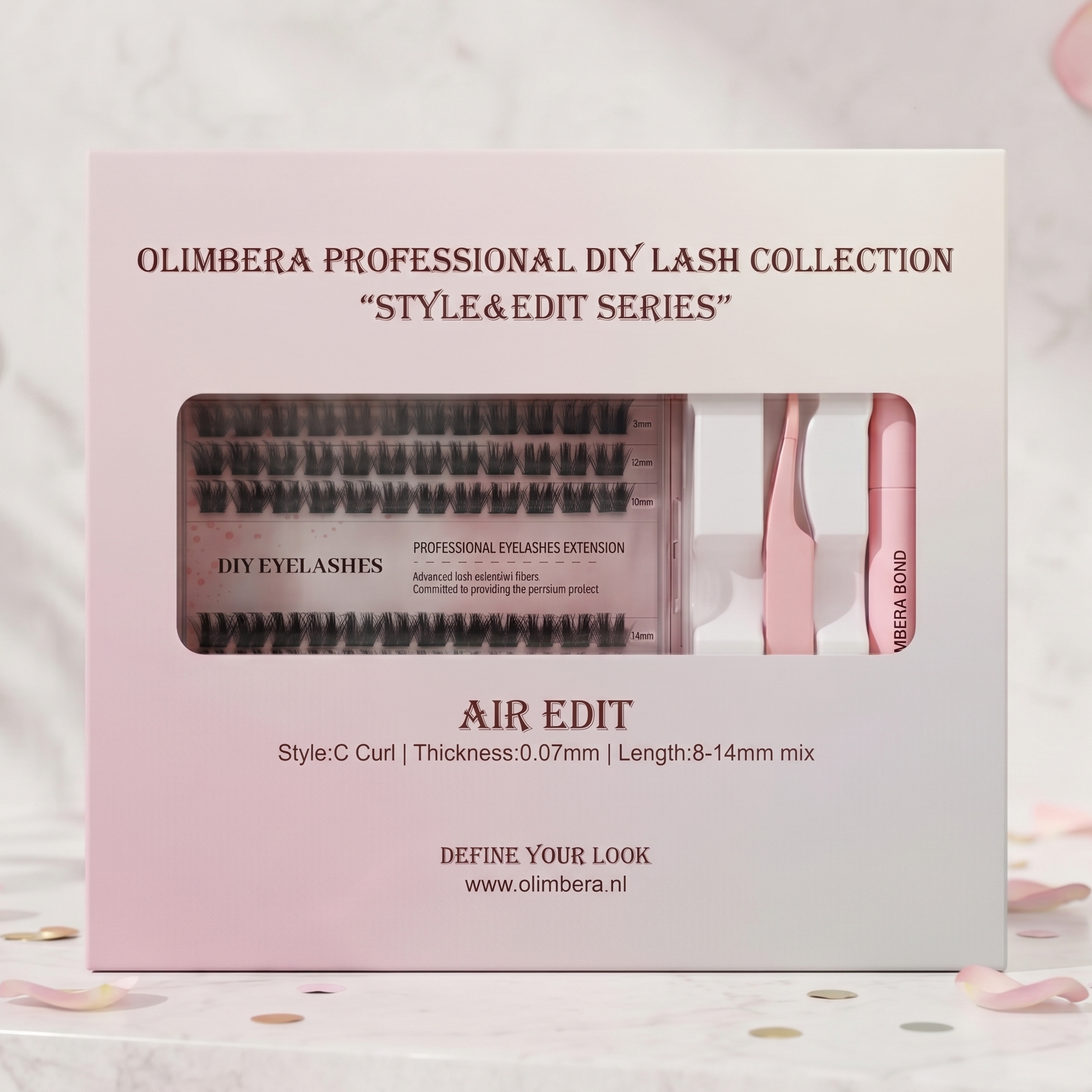 Olimbera DIY Lash Clusters Collection | Air Edit | Wispy Cluster Lashes | C-Krul 8-14mm | Incl. Bond, Seal & Applicator Nepwimpers Kit