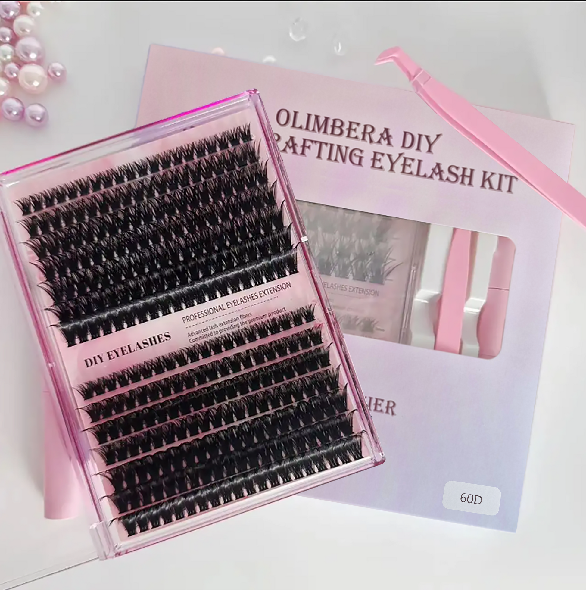 Olimbera DIY Lash Clusters Collection | Bold Volume 60D | 280 Cluster Lashes | D-Krul 9-16mm | Incl. Bond, Seal & Applicator Nepwimpers Kit